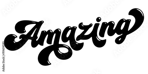 Word ‘Amazing’ written in stylized retro bubble script lettering