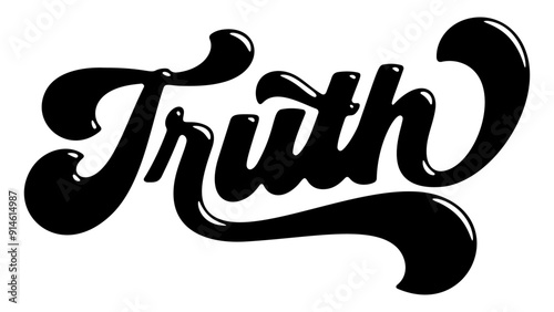 Word ‘Truth’ written in stylized retro bubble script lettering
