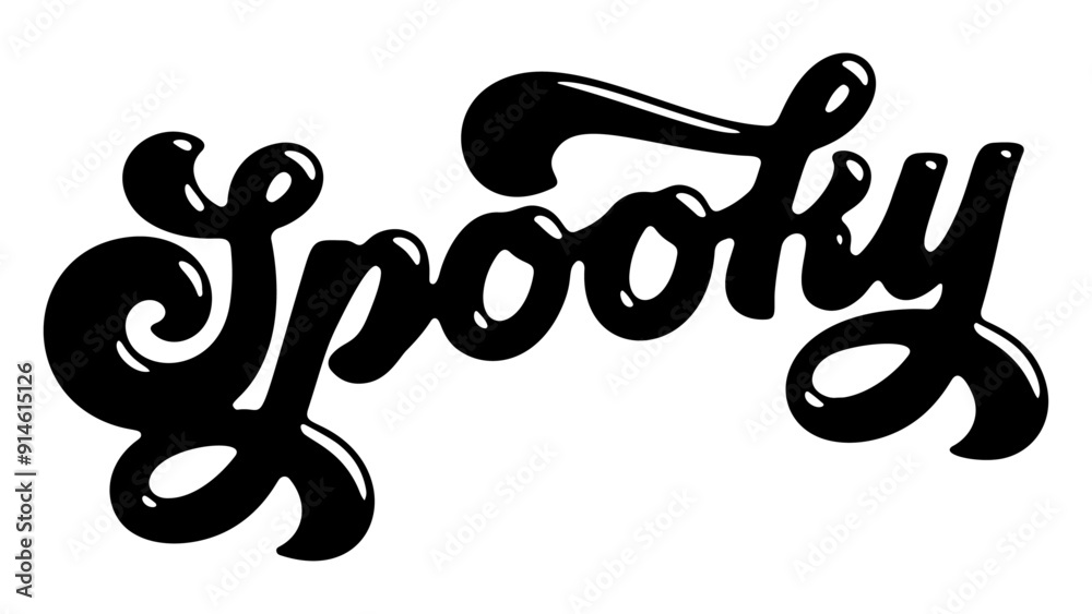 Fototapeta premium Word ‘Spooky’ written in stylized retro bubble script lettering