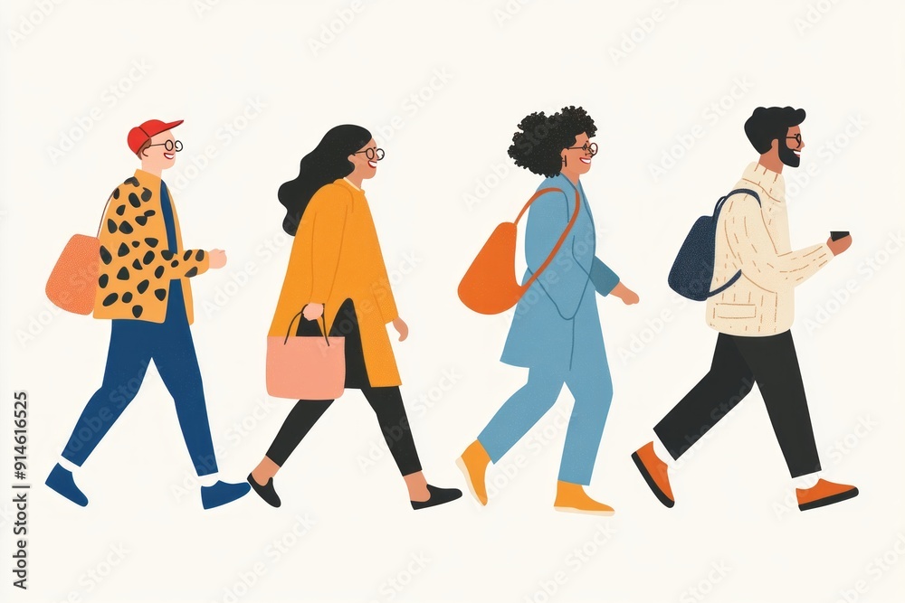 Group of diverse people of ethnicity walking together in harmony, inclusion, togetherness, diversity Group of diverse people of ethnicity walking together in harmony, inclusion, togetherness, diversity