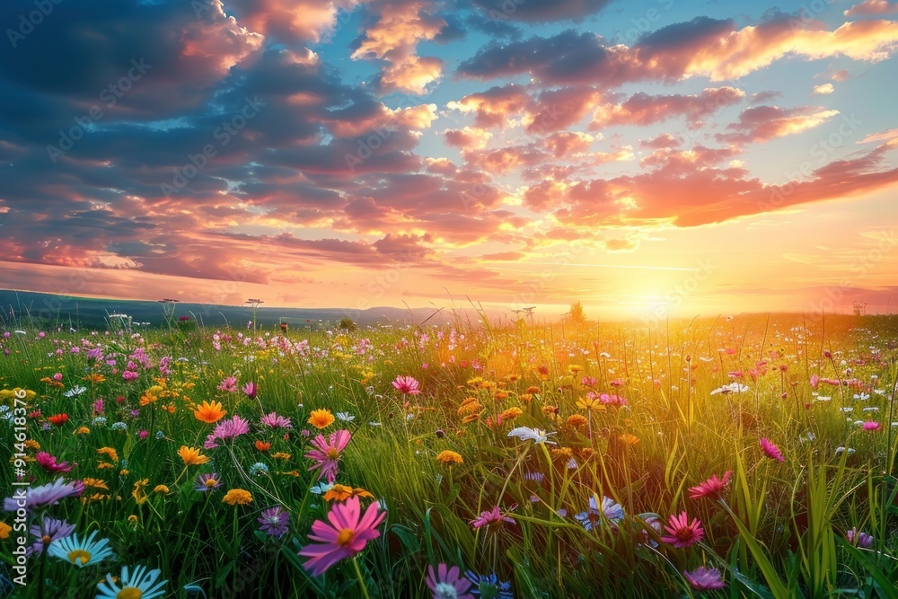 Field of Wildflowers at Sunset Field of Wildflowers at Sunset