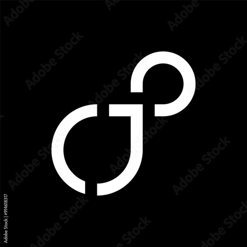 Letter J infinity line minimal logo design