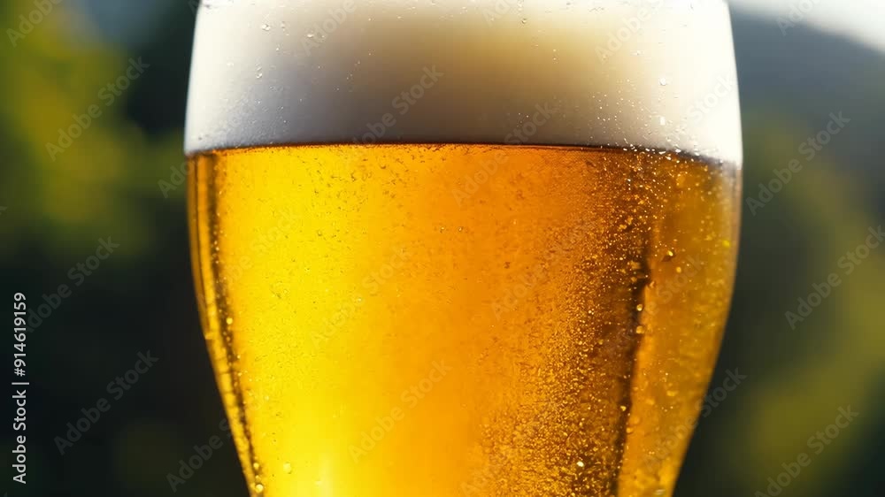 Enjoying a Refreshingly Chilled Glass of Golden Beer on a Beautiful Sunny Day Outside. Enjoy a closeup view of chilled glass filled with refreshing, golden beer, ideal for quenching your summer thirst Enjoying a Refreshingly Chilled Glass of Golden Beer on a Beautiful Sunny Day Outside. Enjoy a closeup view of chilled glass filled with refreshing, golden beer, ideal for quenching your summer thirst