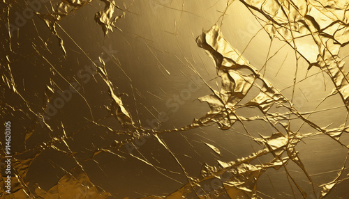 Texture feuille or doré rayé plié froissé luxe riche.