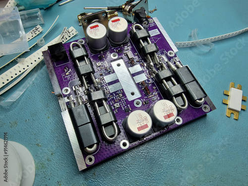 High power RF amplifier development and assembly
