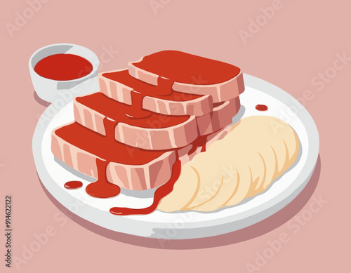 Sliced veal with sauce 
