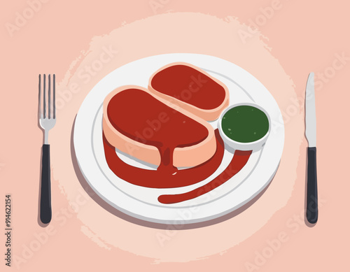 Sliced veal with sauce 
