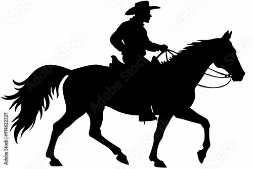 Wallpaper Mural cowboy and horse running silhouettes , cowboy riding a running horse, Western riding discipline Reining vector collection Torontodigital.ca