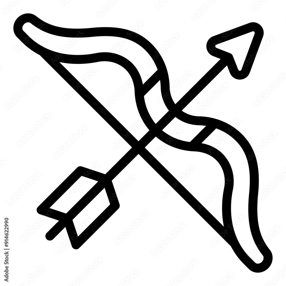 Bow icon representing a medieval archery weapon. Bow icon representing a medieval archery weapon.