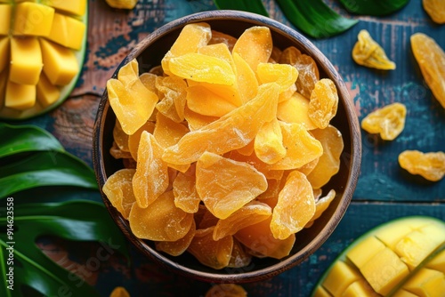 Dried Mango Slices in a Bowl