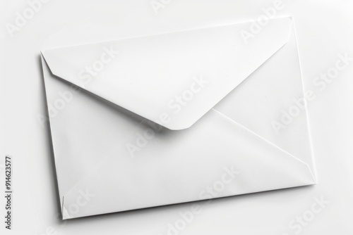 A white envelope for postcard or letter on a white background. Mockup, sample, writing blank paper.