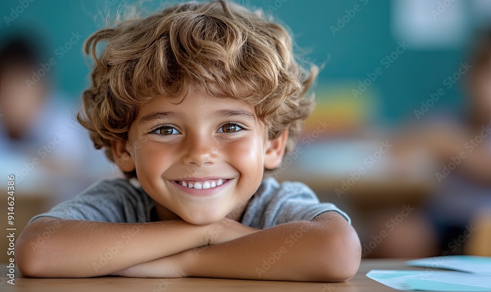 8-Year-Old Cute Boy Engaged in Classroom Learning 8-Year-Old Cute Boy Engaged in Classroom Learning