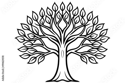 Tree of life logo icon. Botanic plant nature symbol. Circle tree logo design, Tree branch with leaves logo sign. Vector illustration
