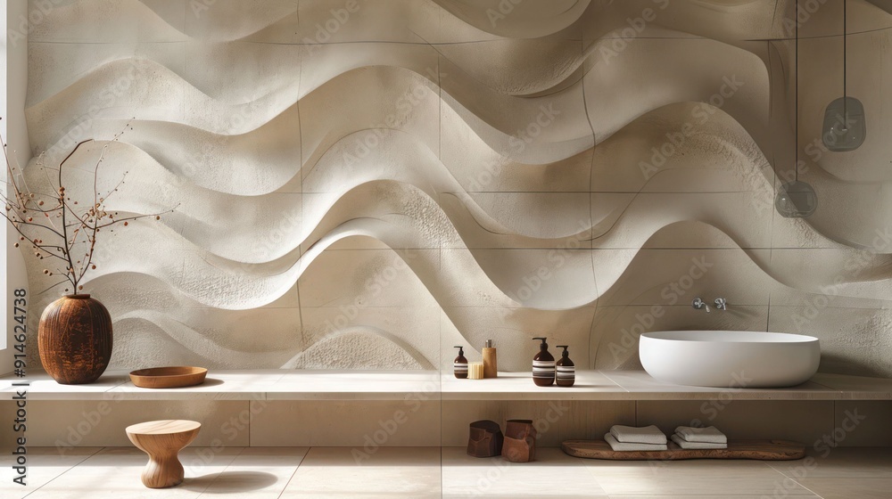 3D relief mural wallpaper featuring abstract representations of a desert landscape with textured sand dunes and sparse vegetation 3D relief mural wallpaper featuring abstract representations of a desert landscape with textured sand dunes and sparse vegetation
