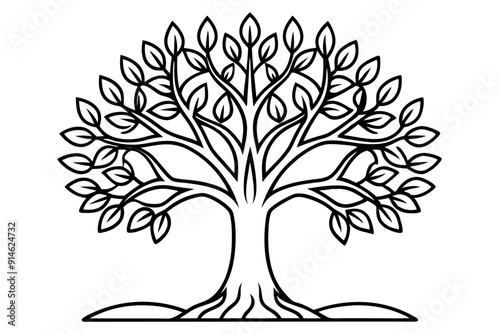 Tree of life logo icon. Botanic plant nature symbol. Circle tree logo design, Tree branch with leaves logo sign. Vector illustration
