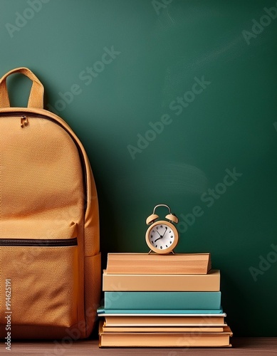 Back to school concept. Background with various school supplies and copy space to incorporate your text.