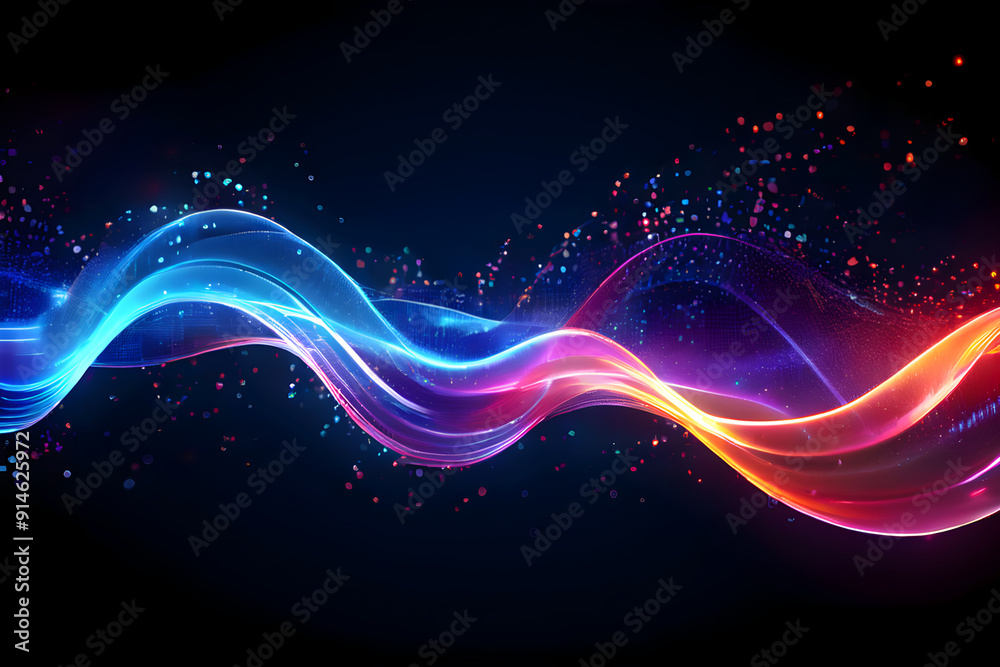 Abstract Dynamic visualization of data streaming flowing lines glowing particles, vibrant neon holographic waves, highlights information movement digital render futuristic technological background Abstract Dynamic visualization of data streaming flowing lines glowing particles, vibrant neon holographic waves, highlights information movement digital render futuristic technological background