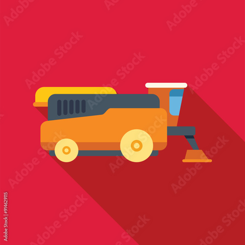 Combine harvester working in field, harvesting wheat grain, agriculture concept