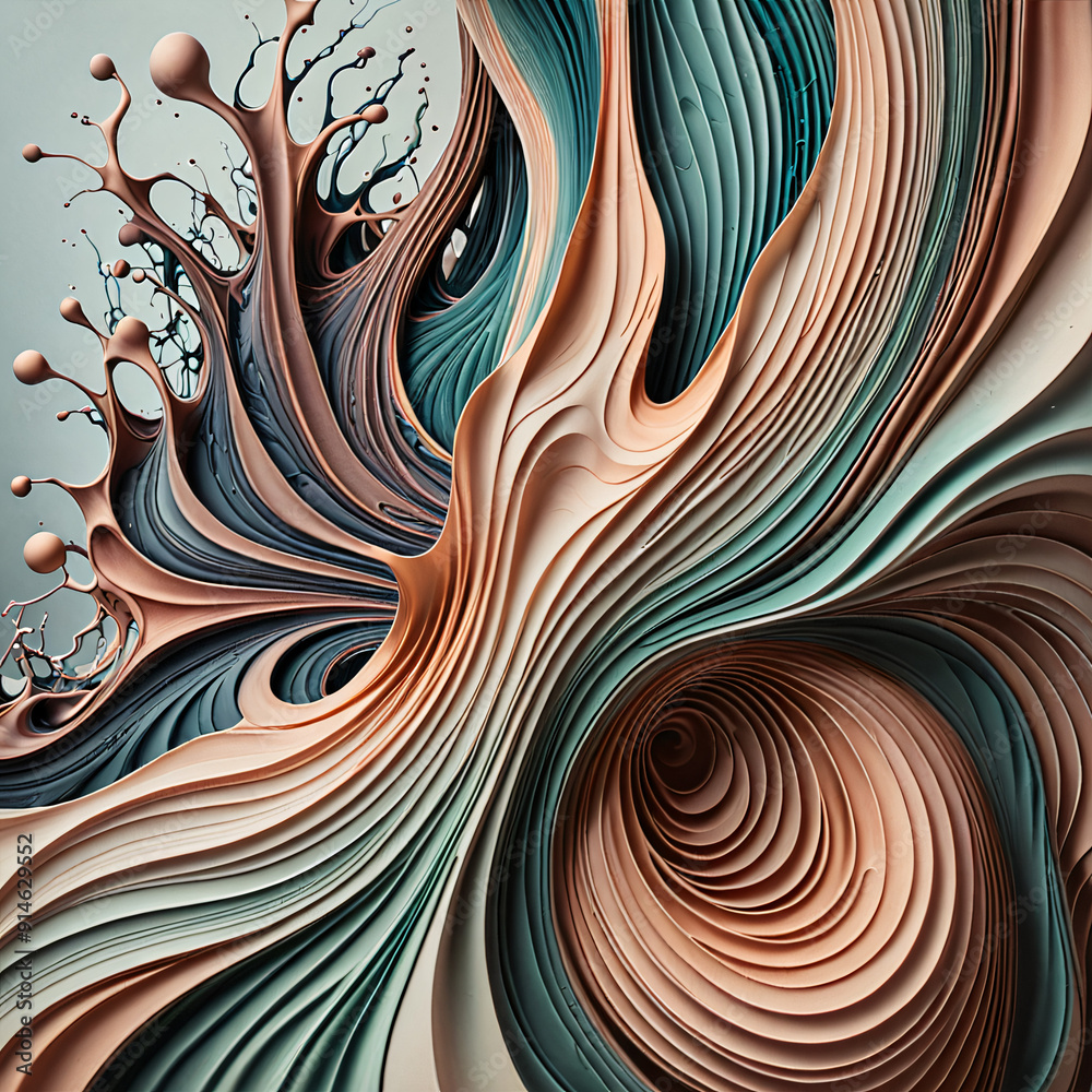 Fototapeta premium A mesmerizing blend of fluid lines and organic forms in a chaotic composition