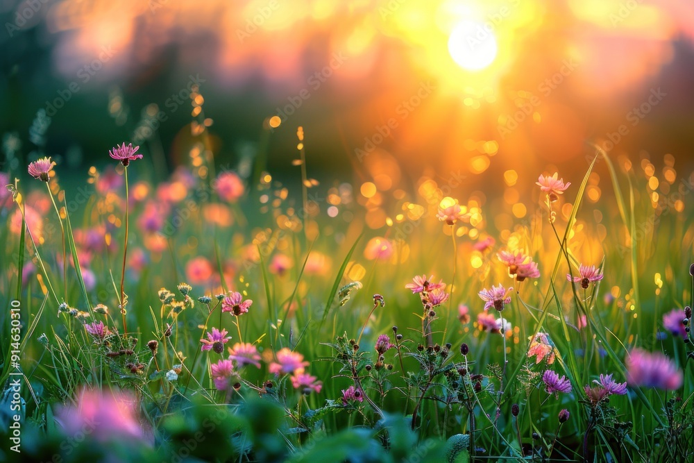 Sunset Glow Over a Field of Wildflowers Sunset Glow Over a Field of Wildflowers