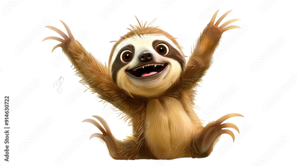 Cartoon sloth character on transparent background Cartoon sloth character on transparent background