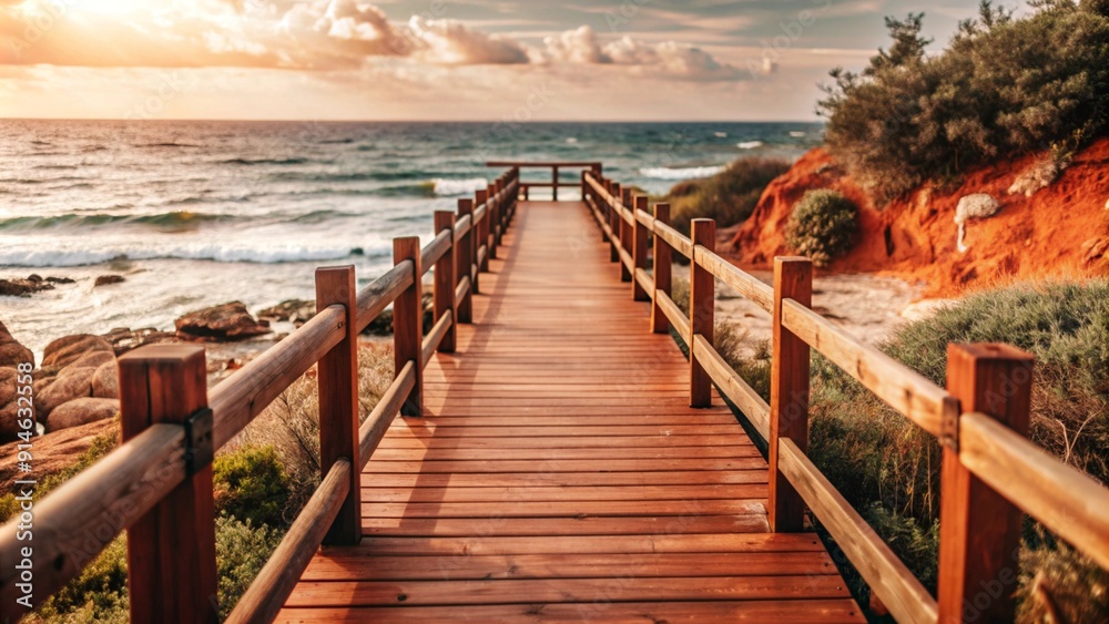 Obraz premium wooden road to the sea 