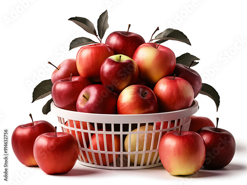 Clip art of a basket filled with freshly picked apples.