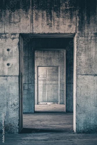 Row of concrete doorways