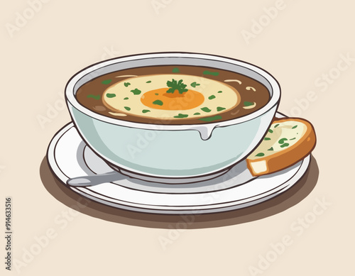 Soupe a l'oignon. Traditional French Onion Soup