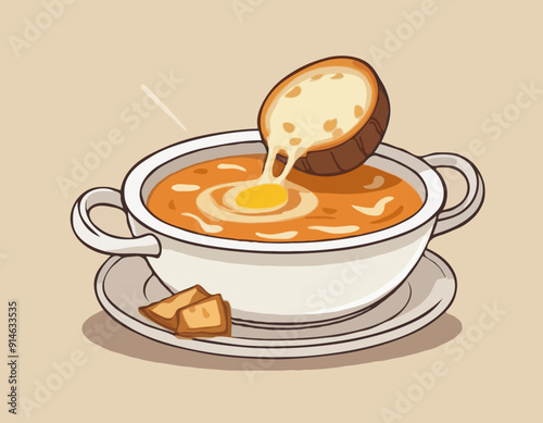Soupe a l'oignon. Traditional French Onion Soup