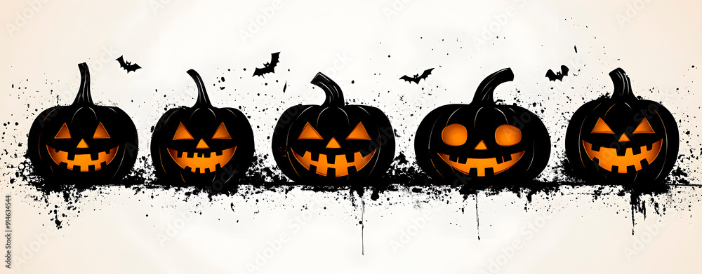Halloween pumpkins and bats. Halloween pumpkins and bats.