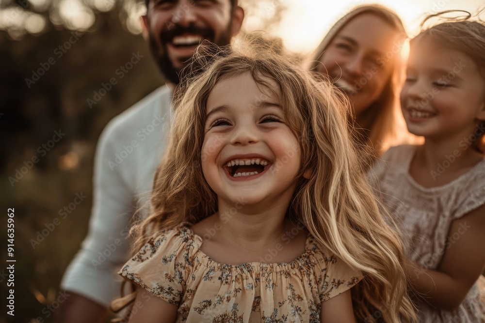 A photograph of a family trying to take a serious photo but everyone ends up laughing, with joy and connection A photograph of a family trying to take a serious photo but everyone ends up laughing, with joy and connection
