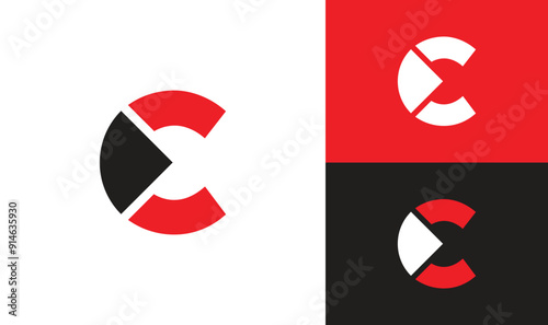 C letter with play modern company vector logo template, letter c unique logo