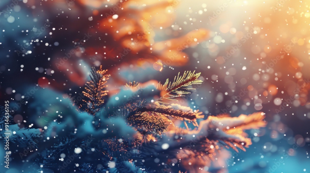 Snowy Pine Branch in Winter Wonderland Snowy Pine Branch in Winter Wonderland