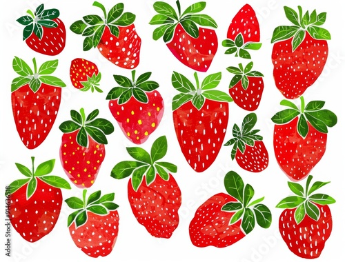 Ink illustrations isolated on white background. Abstract strawberry drawings. Black doodle sketches. Line brush strokes with texture. Fruits cliparts. Ink illustrations isolated on white background.