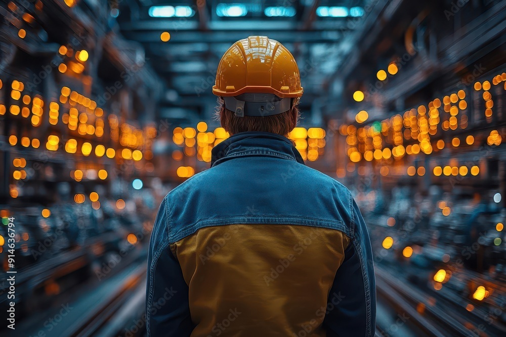 proud electrical engineer standing confidently before a complex control panel dramatic lighting highlights technical expertise and the impressive scale of power plant operations proud electrical engineer standing confidently before a complex control panel dramatic lighting highlights technical expertise and the impressive scale of power plant operations
