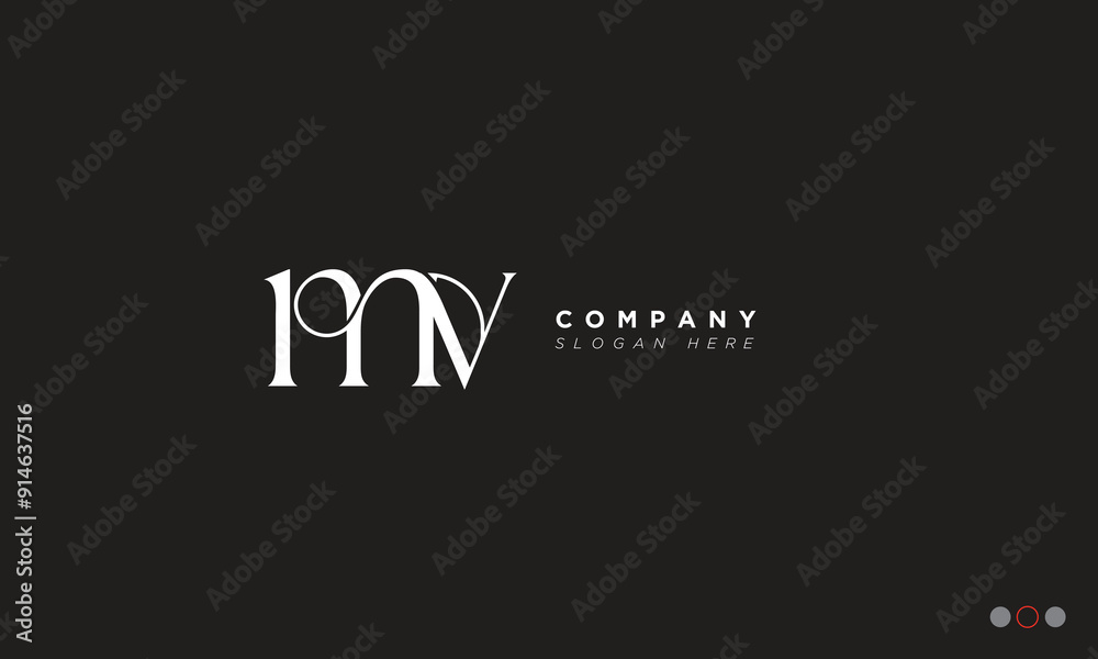 MV Alphabet letters Initials Monogram logo VM, M and V MV Alphabet letters Initials Monogram logo VM, M and V