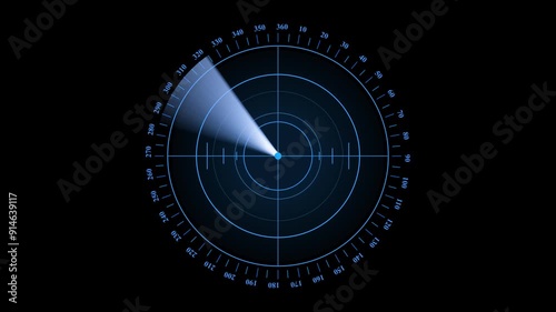 Radar screen animation, Blue color moving radar HUD