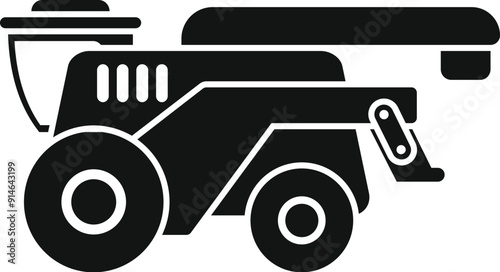 Smart farm combine harvester working on field icon in simple style isolated on white background