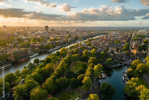 Amsterdam from a bird's eye view. Landscape photography of the city. #914643792