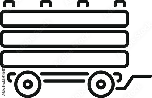 Simple line icon of a truck carrying wood logs for the forestry industry