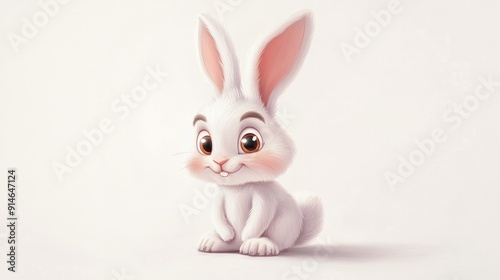 Cartoon bunny with floppy ears on a white background