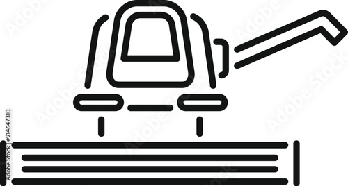 Line icon of a combine harvester harvesting wheat, representing modern agriculture and automated farming practices