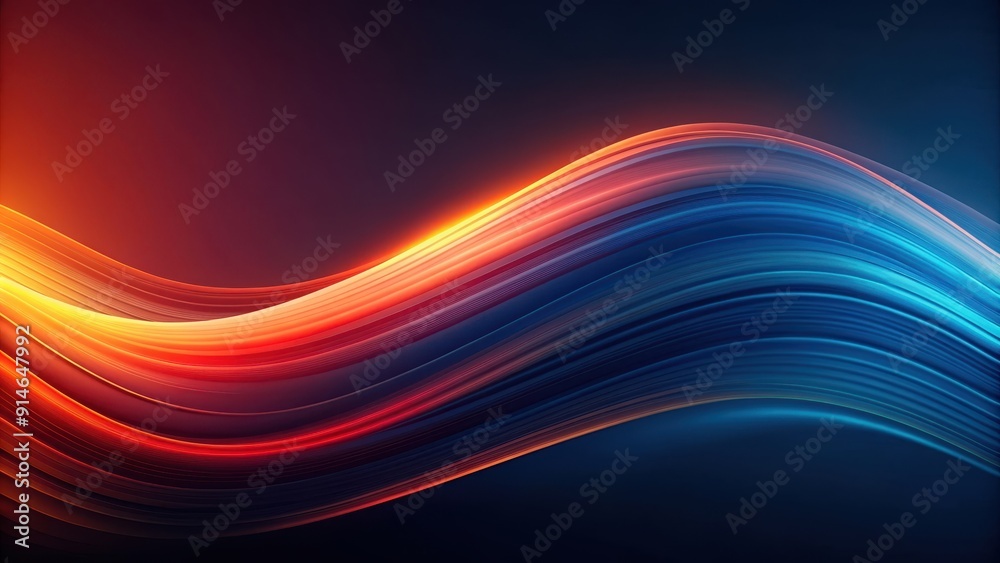 Motion wave background with dark blue, orange, and red gradient colors, minimalist noise texture