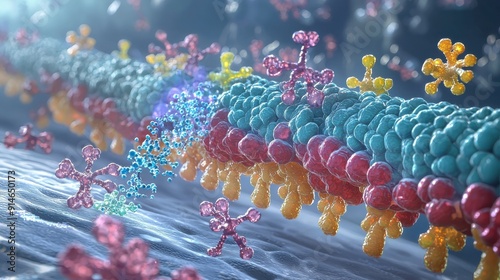 Membrane proteins with glycans, illustration