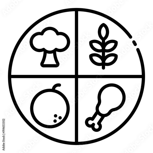 Nutrition food ingredient icon for balanced vegan diets and health.