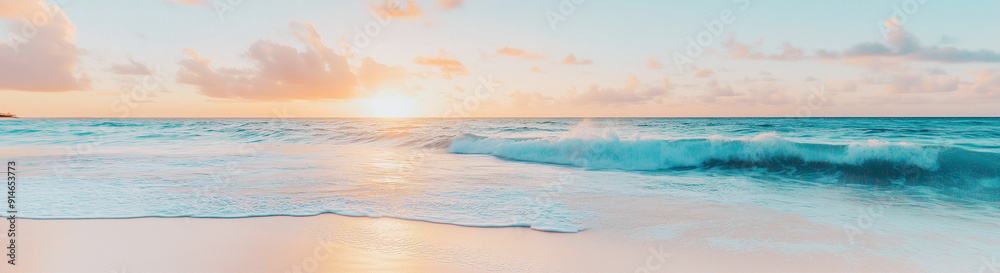 Peaceful Ocean Sunset with Gentle Waves Peaceful Ocean Sunset with Gentle Waves