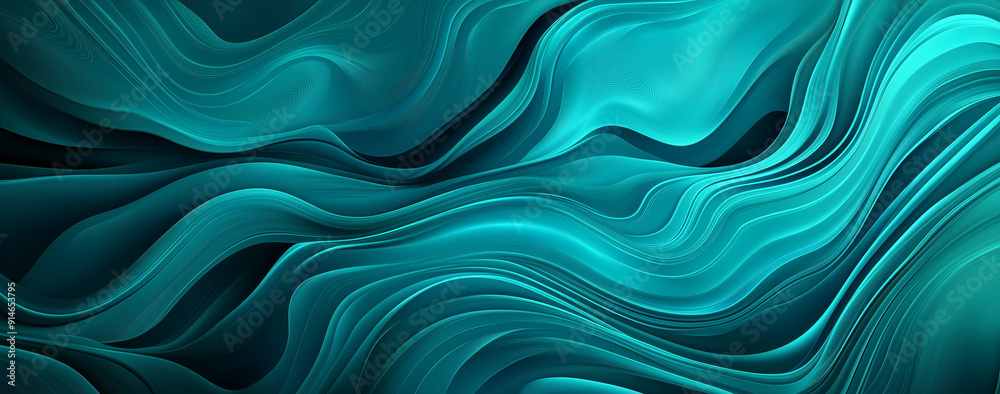 Obraz premium Fluid Teal Abstract Wave Pattern