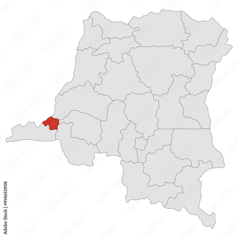 Obraz premium Democratic Republic of the Congo map. Map of Democratic Republic of the Congo with capital city Kinshasa