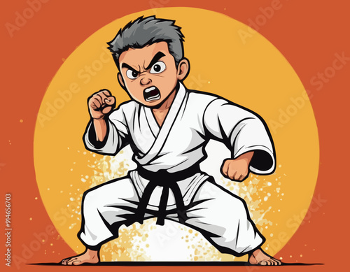 Karate Kid Angry Creative Cartoon Illustration